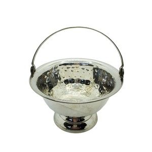 Svend Jensen Silver Tone Metal Candy Dish with Handle Textured 4.75" Across New